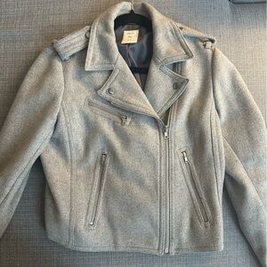 GAP Grey Wool Jacket size Medium Biker Style